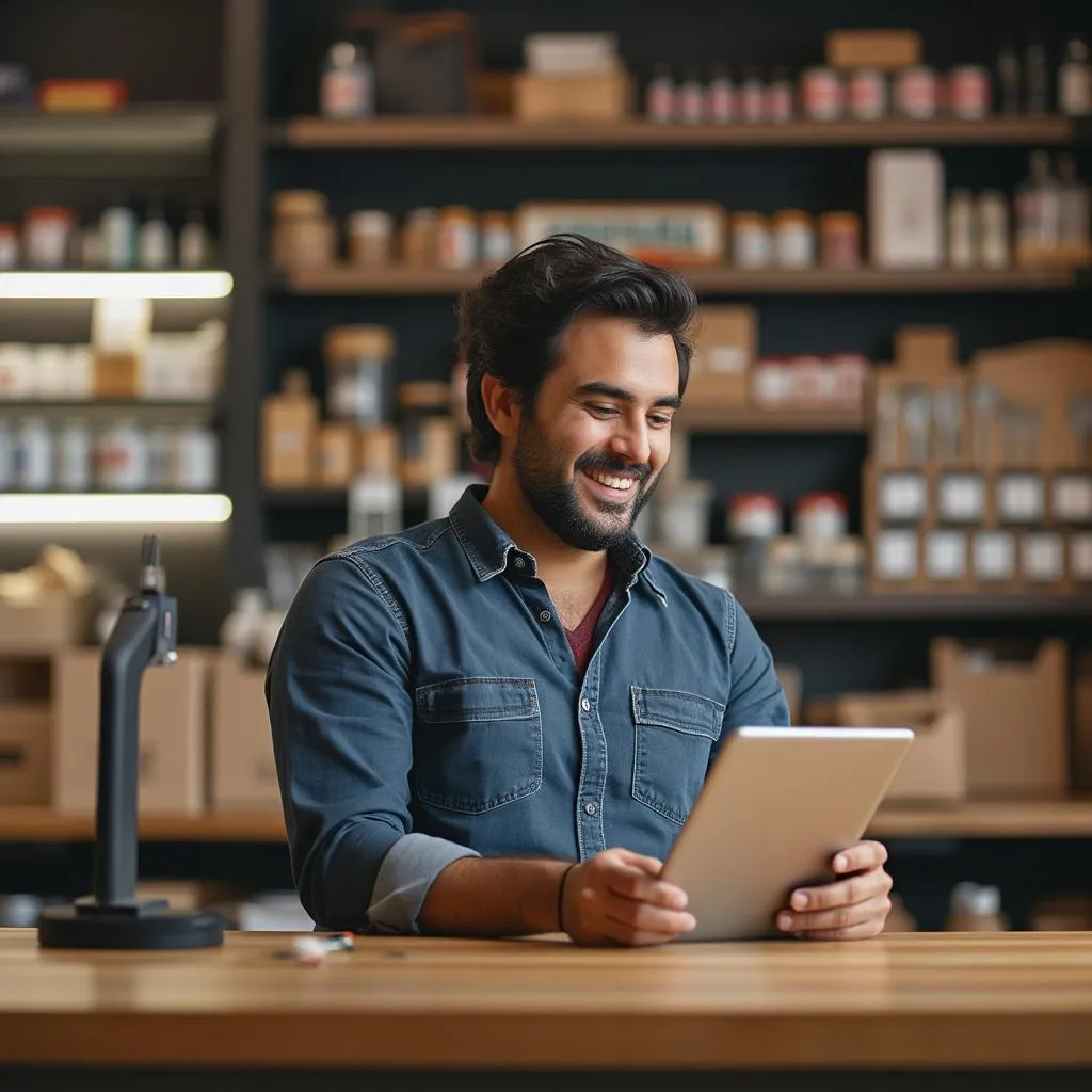 Cliente satisfecho utilizando nuestro software en su negocio